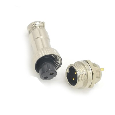 Gx12 Gx16 Waterproof Ip55 2 Pin Gold Plating Contact Panel Mount Metal Aviation Plug Socket Wire Connector